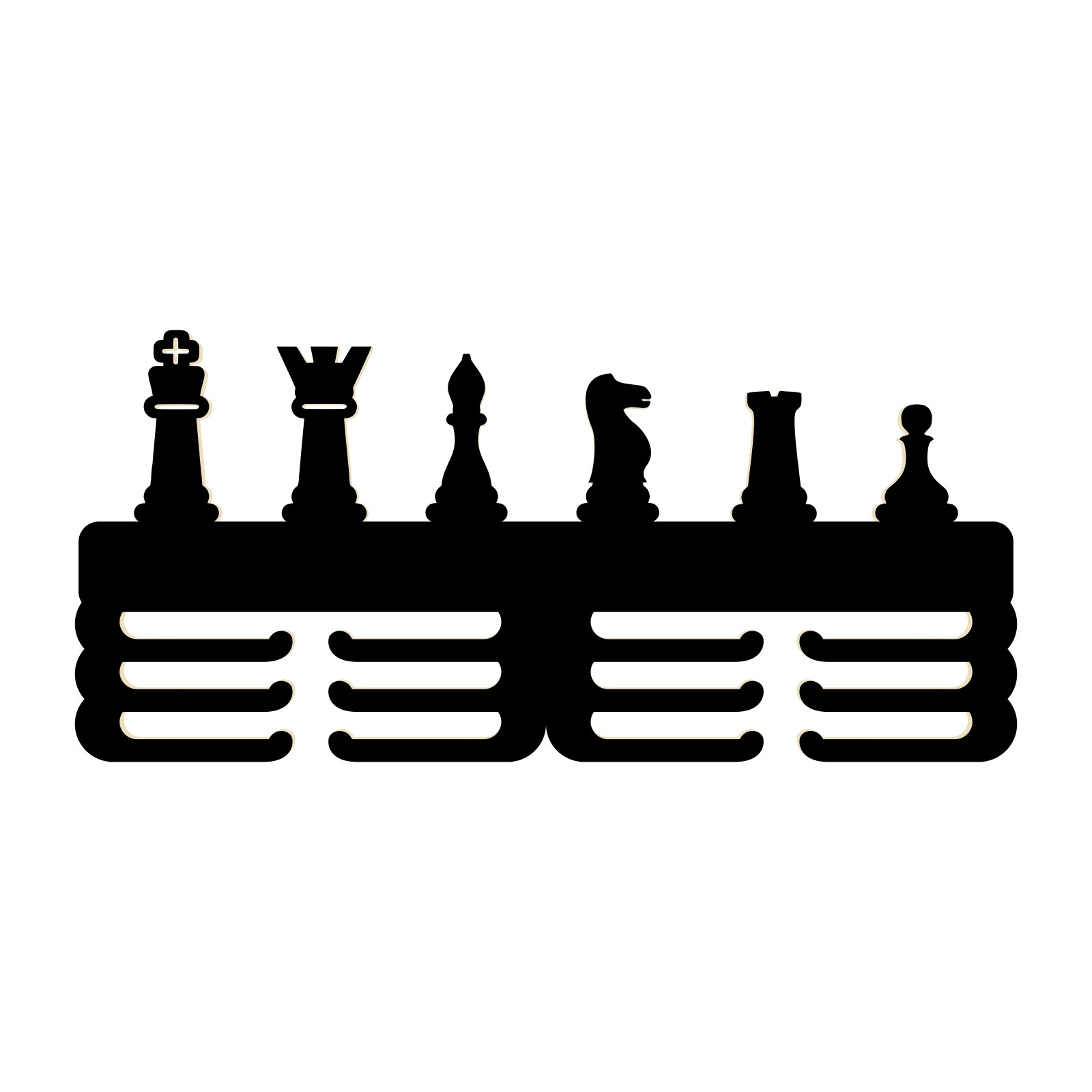 Lackierter Holzhalter chess 45 cm