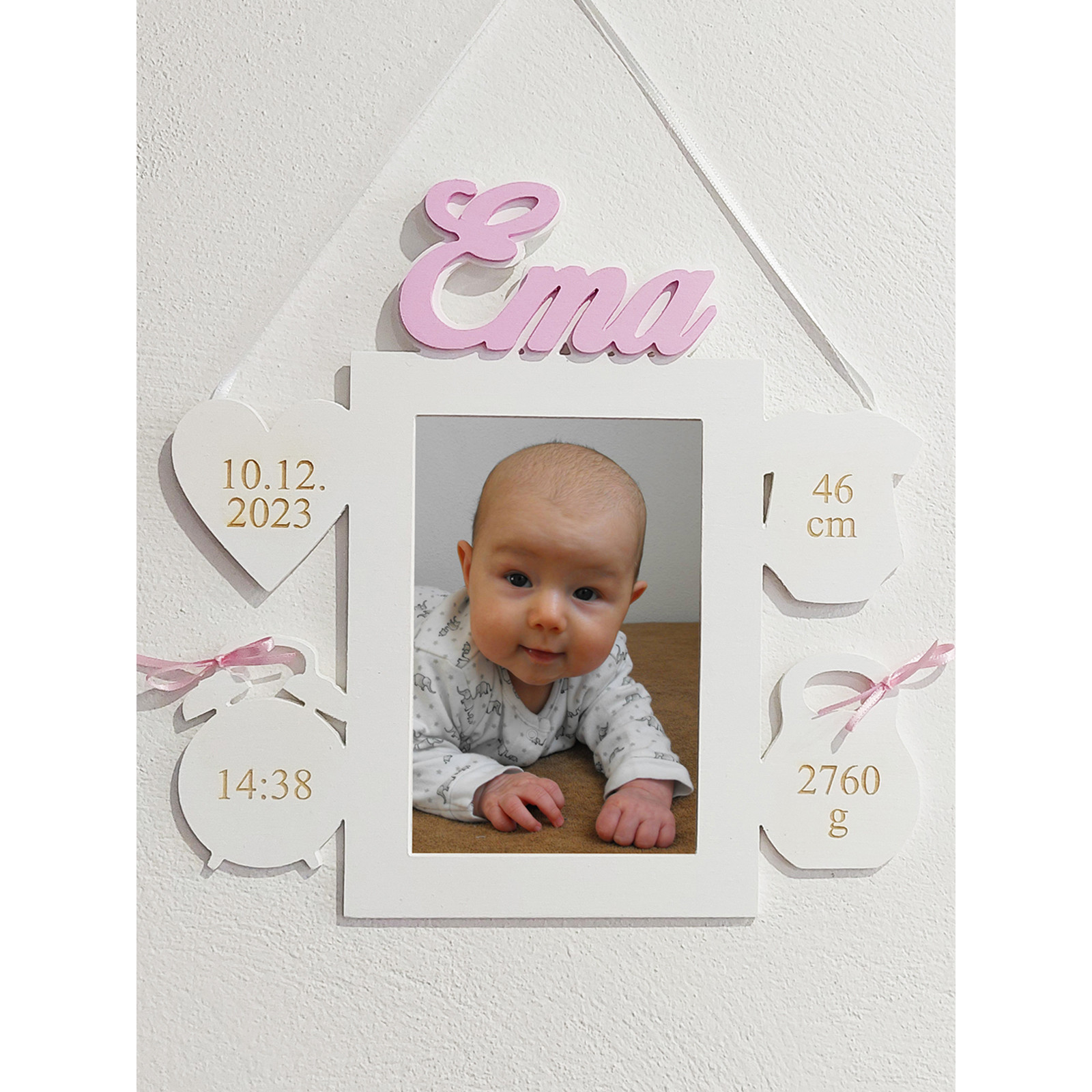 Fotorahmen aus Holz als Geschenk für ein Baby | LYMFY.de | Fotorahmen mit Namen und Daten