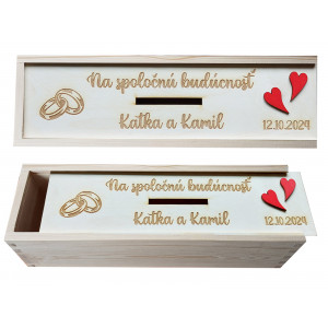 Maßgeschneiderte Hochzeitsbox aus Holz mit Namen