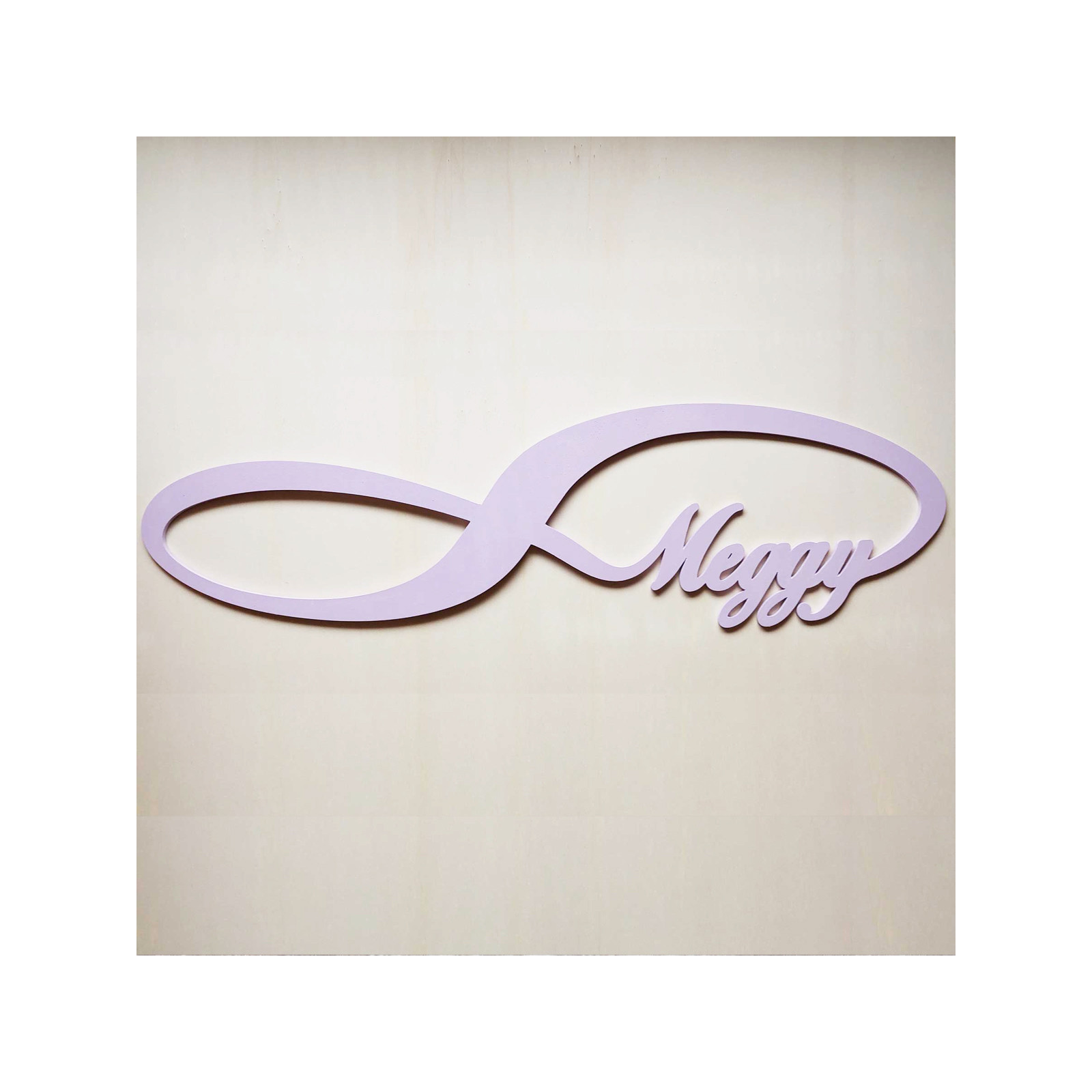 Logo Infinity mit Namensbreite 80cm | LYMFY.de | 3D-Logos und Aufschriften an der Wand